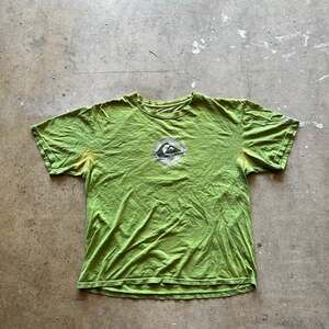 Vintage 90's Quiksilver Surf Graphic Tee Lime Green Size Large